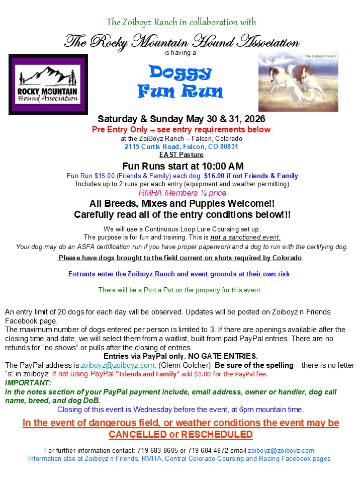 Flyer for RMHA Fun Run event, May 2026
